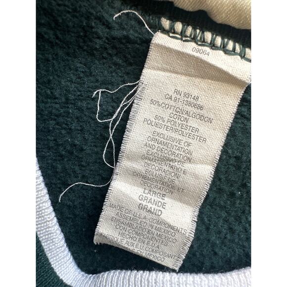 Vintage Double Collar Spruce Green Snowman Christmas Holiday Crewneck Sweater L - Picture 7 of 8